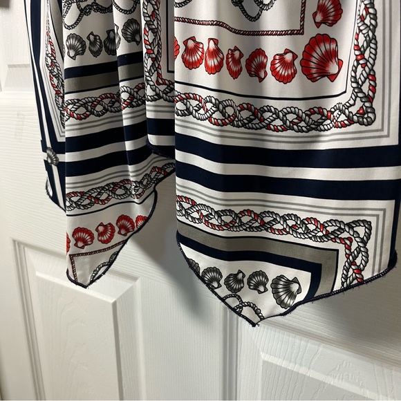 Boston Proper made in USA Tunic Top Navy Red and White Patterned Size Medium - Picture 2 of 12